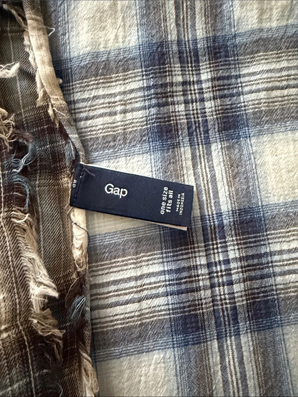 GAP Plaid Scarf— Blue and Cream, Brown and Cream